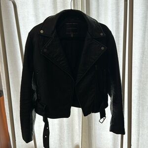 Black leather jacket VS size medium with belt